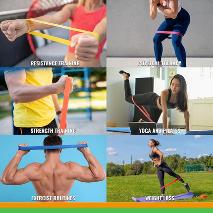 5-Pack Extra Wide Latex-Free Resistance Bands for Workout Physical Therapy Home Gym