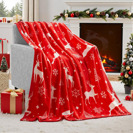 Christmas Throw Blanket – Soft Flannel Plush Blanket for Warmth & Holiday Decorative Touch