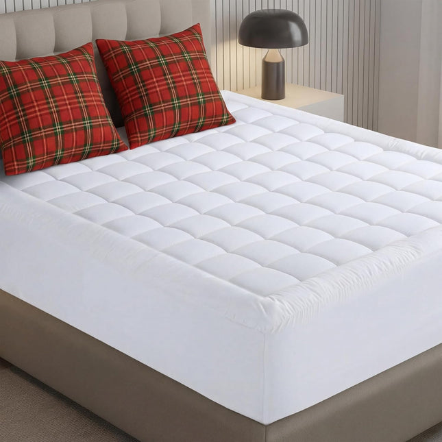 Twin Quilted Fitted Mattress Pad – Deep Pocket, Fluffy Pillow Topper, White