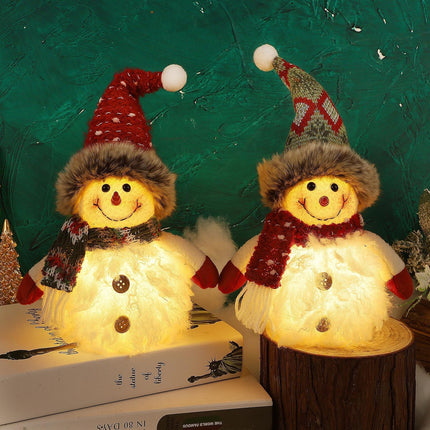 2 Pack Snowman Table Decorations – Lighted 10" Plush Figurines, Battery Operated