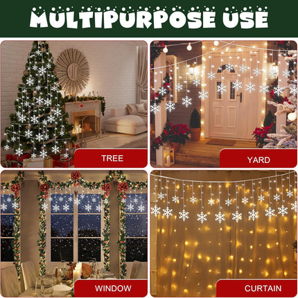 Christmas Snowflake Curtain Lights – 16.4ft 288 LED 8 Modes Cool White