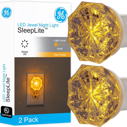 SleepLite Plug-In Night Light 2 Pack, Amber 2200K, Always On, UL Certified