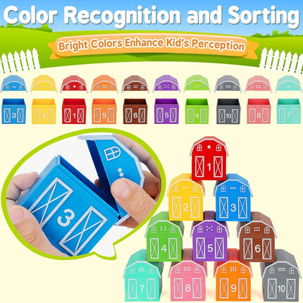 20PCS Farm Animal Learning Toys, Montessori Counting & Sorting for Toddlers