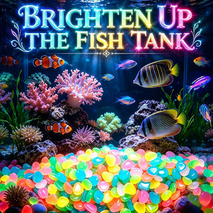 600PCS Glow in the Dark Garden Stones Multicolour Luminous Pebbles for Aquarium Decor