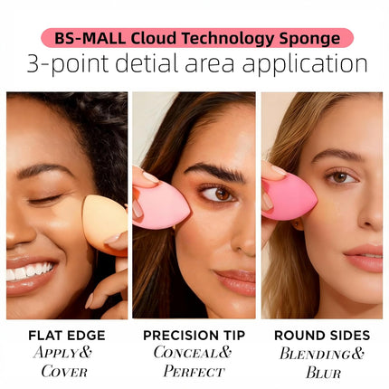 BS-MALL 7-Pc Makeup Sponge Set with Case – Liquid, Cream & Powder, A-Pink