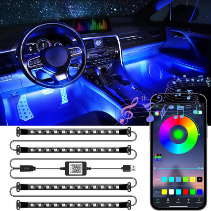 Smart Car Interior Lights, RGB LED Accent Lights with App, Music & DIY Modes