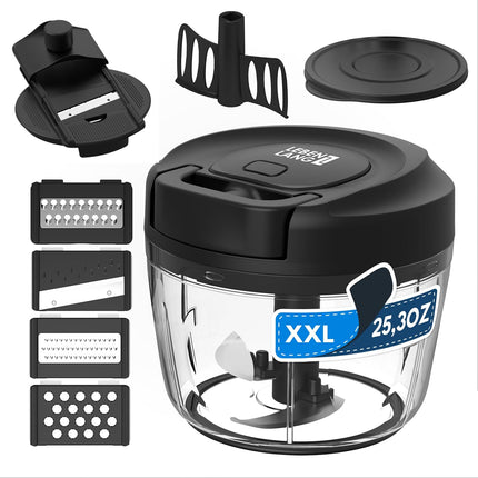 Manual Food Processor 26oz – Pull String Chopper for Veggies & Garlic