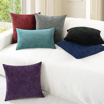 2-Pack Navy Blue Cushion Covers 18x18” – Chenille Pillow Cases for Sofa