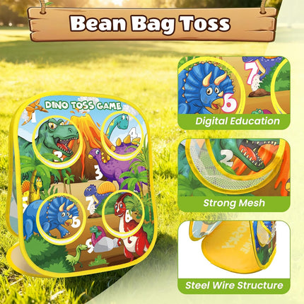 Dinosaur Bean Bag Toss Set Indoor Outdoor Family Game for Kids Ages 3-5