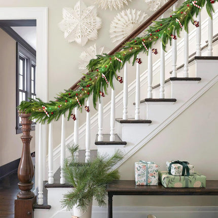 6FT Holiday Garland with LED Lights | Norfolk Pine Xmas Mantle & Table Decor