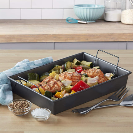 13" x 9" Nonstick Roasting Pan with Rack, Professional Oven Baking Tray