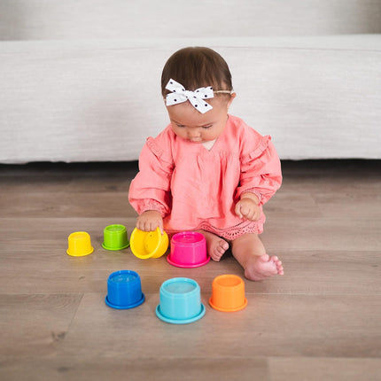 8 Colorful Stackable Cups – Baby Bath Toys & Toddler Learning Set