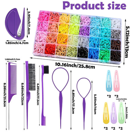 2000 Pcs Mini Hair Bands Set – 32 Colors, 16 Styling Tools for Girls & Toddlers