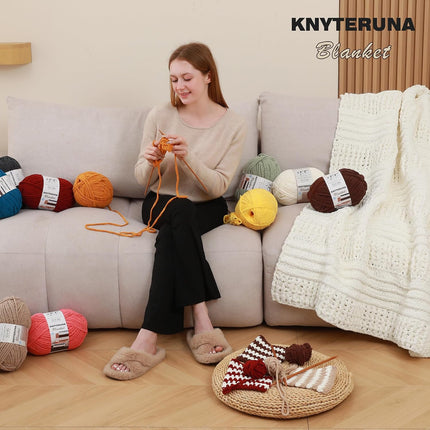 #6 Super Bulky Blanket Yarn, 4 Skeins 10.5oz/300g, Chunky Chenille Yarn, Cream
