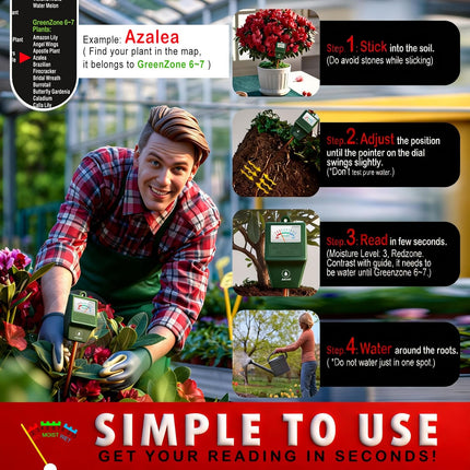 2-Pack Soil Moisture Meter – No Battery Plant Water Tester for Indoor & Outdoor