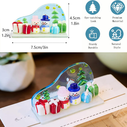 Christmas Snowman Figurine | Handmade Blown Glass Ornament with Gift Box