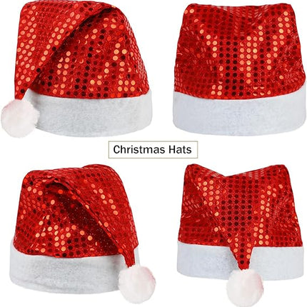 Red Sequin Santa Hat for Adults – Christmas Party Costume & Holiday Home Decor