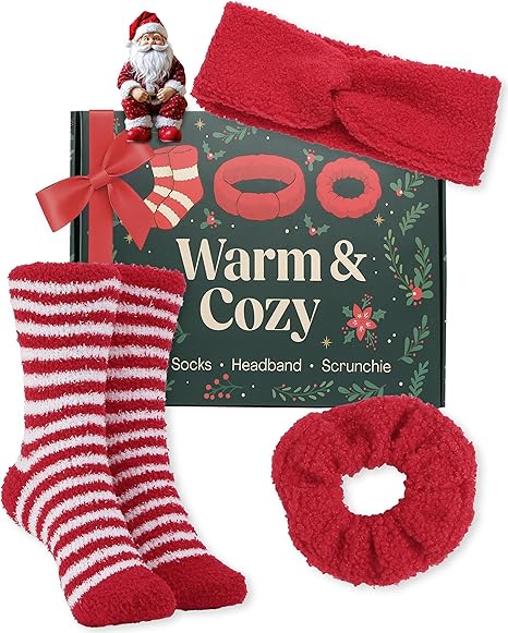 Cozy Self-Care Gift Set for Teen Girls – Fluffy Socks, Headband & Scrunchie