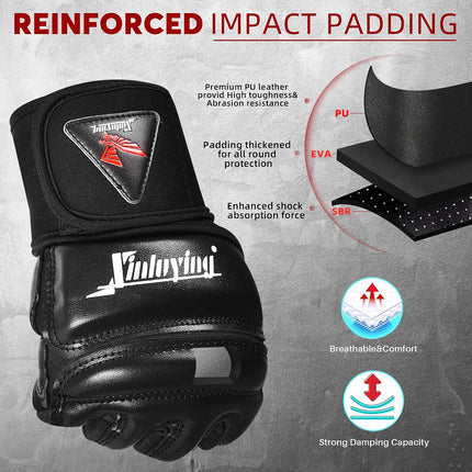 MMA Boxing Gloves for Men Women & Kids, PU Leather, EVA Padding, Wrist Support
