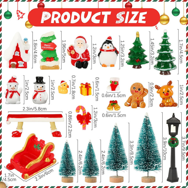 Mini Christmas Figurines Resin Snowman Gingerbread Man Village Ornaments