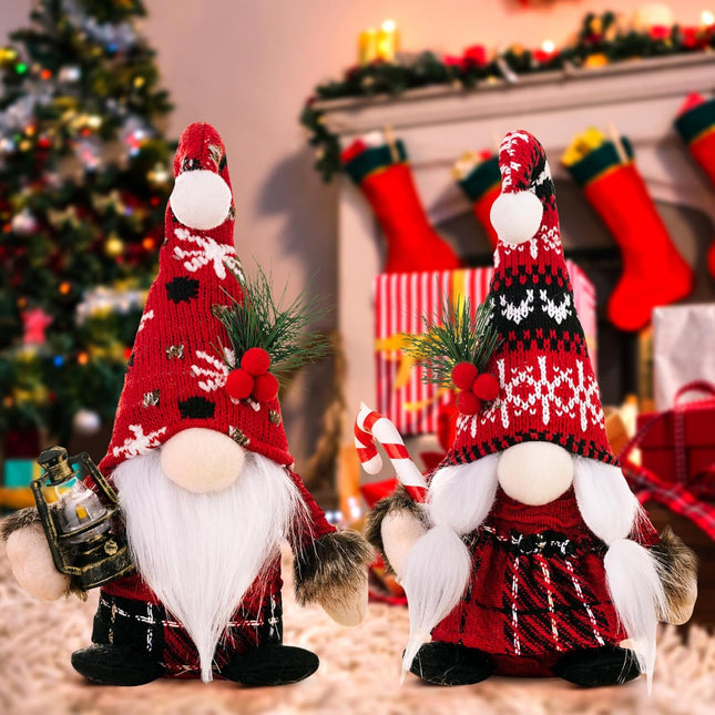 2 PCS Small Christmas Gnomes – Handmade Scandinavian Tomte Plush Decor
