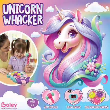 Unicorn Whack-a-Mole Game – LED Score, 5 Modes, Lights & Sounds, Ages 3+