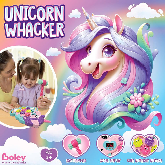 Unicorn Whack-a-Mole Game – LED Score, 5 Modes, Lights & Sounds, Ages 3+