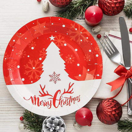 50PCS Christmas Paper Plates 7" – Disposable Dessert Plates with Tree Pattern