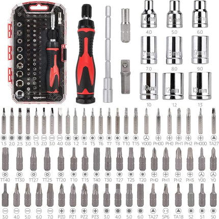 Magnetic Precision Screwdriver & Ratcheting Wrench Set – 73-Piece Household Repair Kit