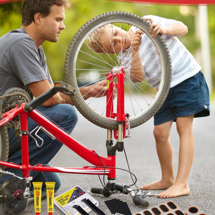 Bike Tire Repair Kit with 20 Patches, Tire Levers & Metal Rasp for MTB Road Bikes