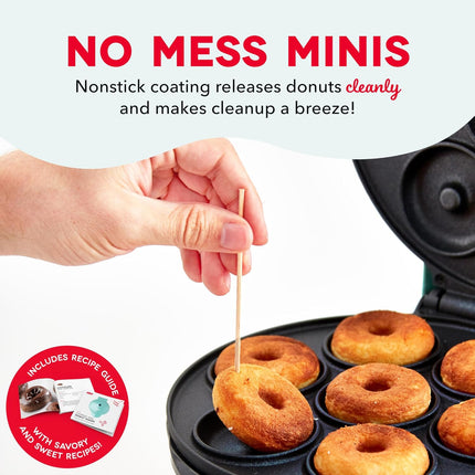 Mini Donut Maker Machine with Non Stick Plates Makes 7 Donuts Fast
