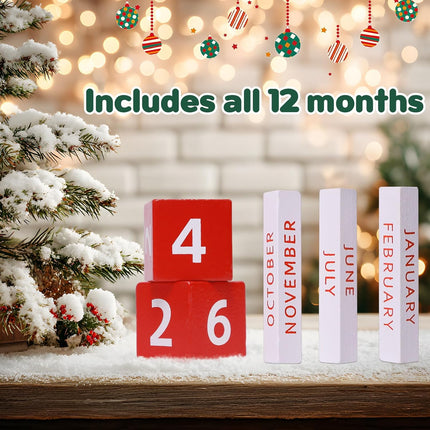 Christmas Countdown Advent Calendar – 24 Days Wooden Santa & Elk Ornaments