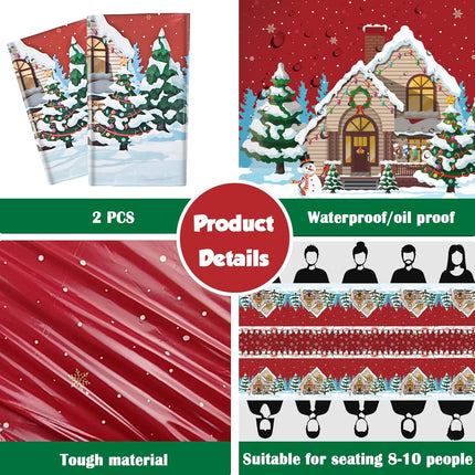 2-Pack Snowman Plastic Tablecloths | Christmas Party Indoor & Outdoor Decor
