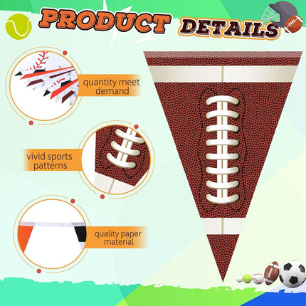 5 Pack Sports Party Banners with 60 Triangle Flags Soccer Football Birthday Decorations
