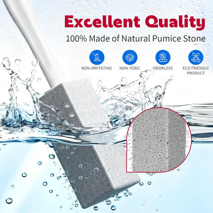 4Pack Toilet Pumice Stone with Long Handle, Bathroom Cleaning Brush Set