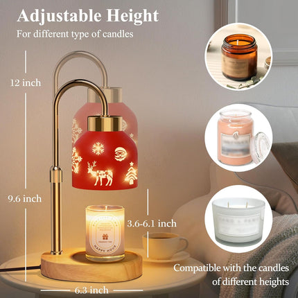 Christmas Candle Warmer Lamp with Timer, Dimmer, and Adjustable Height – Perfect Holiday Gift