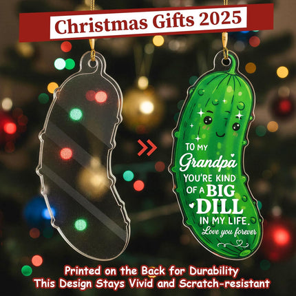 Funny Grandpa Pickle Ornament – Crystal Christmas Tree Decoration Gift