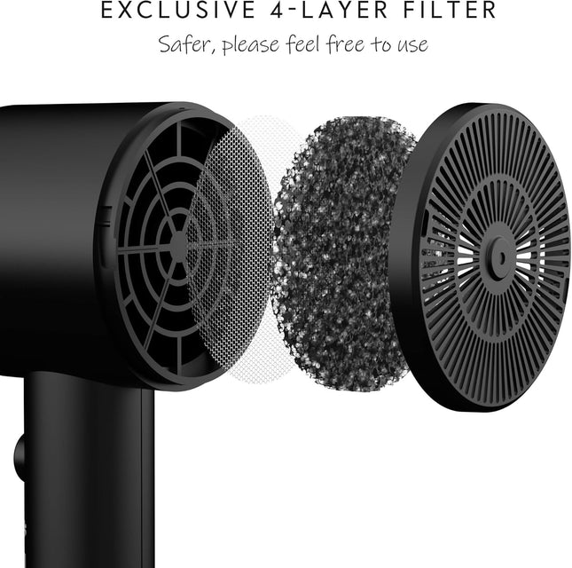 Hair Dryer with Diffuser Ionic Blow Dryer Ceramic Coating Vader Black 110V