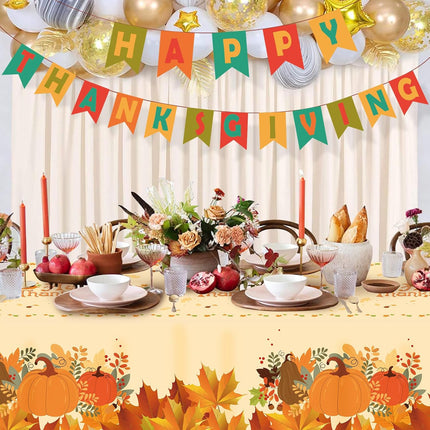 3-Pack Fall Thanksgiving Tablecloths, Yellow Pumpkin Print Disposable Table Covers