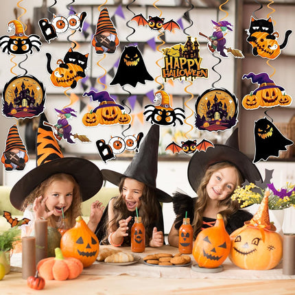 40-Piece Halloween Hanging Swirls, Ghost Pumpkin Witch Ceiling Streamers Party Decor