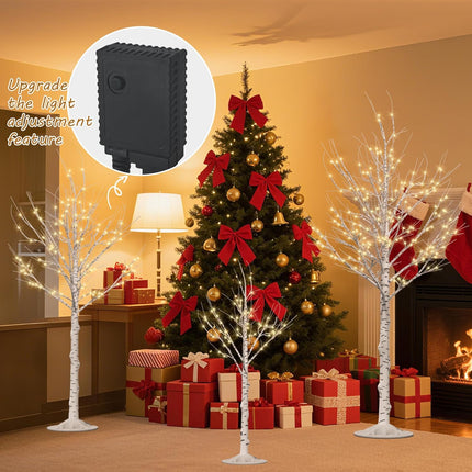 Lighted Birch Tree Set of 3 – 4/6/8FT LED Trees for Outdoor & Indoor Decor