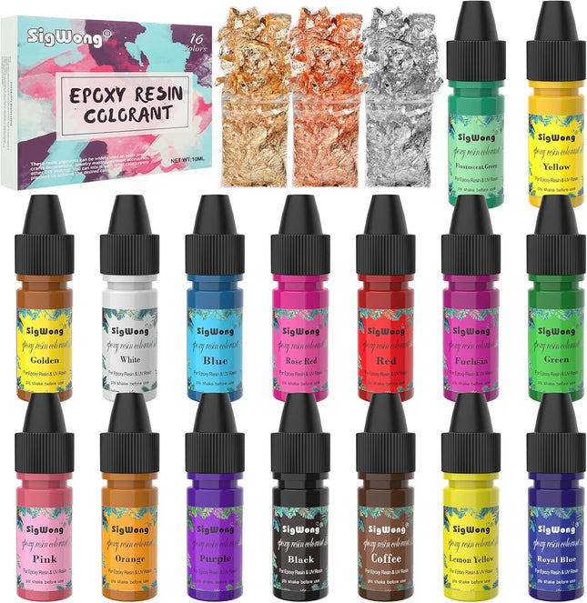 16 Colors Epoxy Resin Pigment Set 10ml Translucent Resin Dye for Crafts