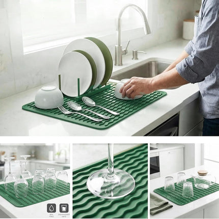 Silicone Dish Drying & Counter Mat – Eco-Friendly, Heat-Resistant, Green