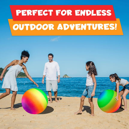 18 Inch Rainbow Playground Ball Jumbo Inflatable Kickball with Hand Pump