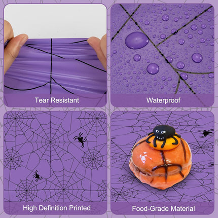 2-Pack 108x54in Halloween Spider Web Tablecloths, Purple Disposable Plastic Covers