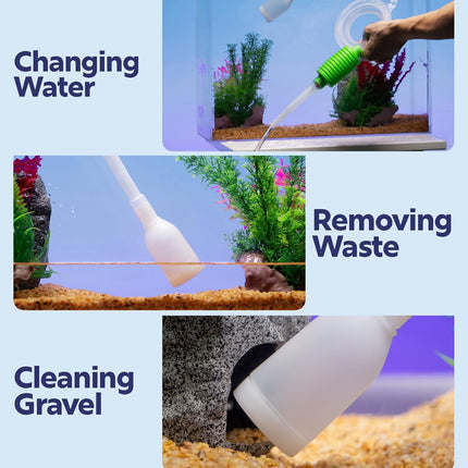 Aquarium Gravel Vacuum Cleaner Hand Siphon Hose for Fish Turtle Tank Water Changes