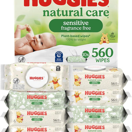Natural Care Sensitive Baby Wipes – Unscented, Hypoallergenic, 560 Count