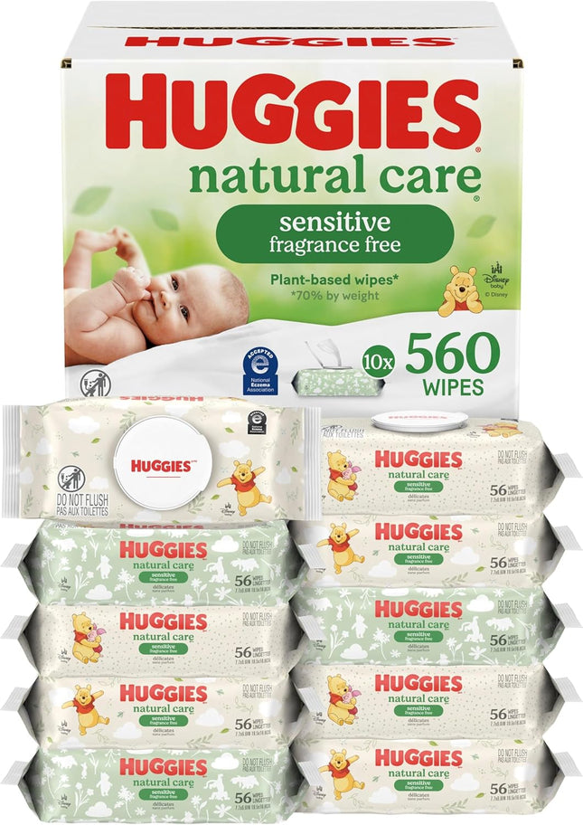 Natural Care Sensitive Baby Wipes – Unscented, Hypoallergenic, 560 Count