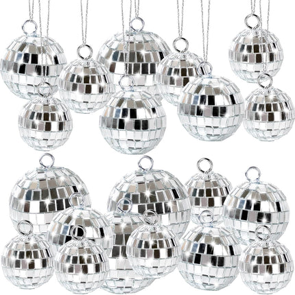 20PCS Silver Mirror Disco Balls – Hanging Ornaments for 70s Party & Dance Decor