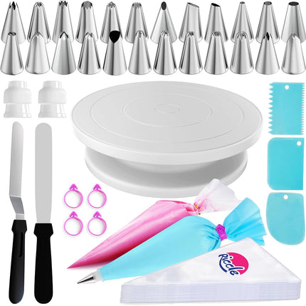 88Pc Cake Decorating Kit Turntable 24 Piping Tips Bags Spatulas Scrapers